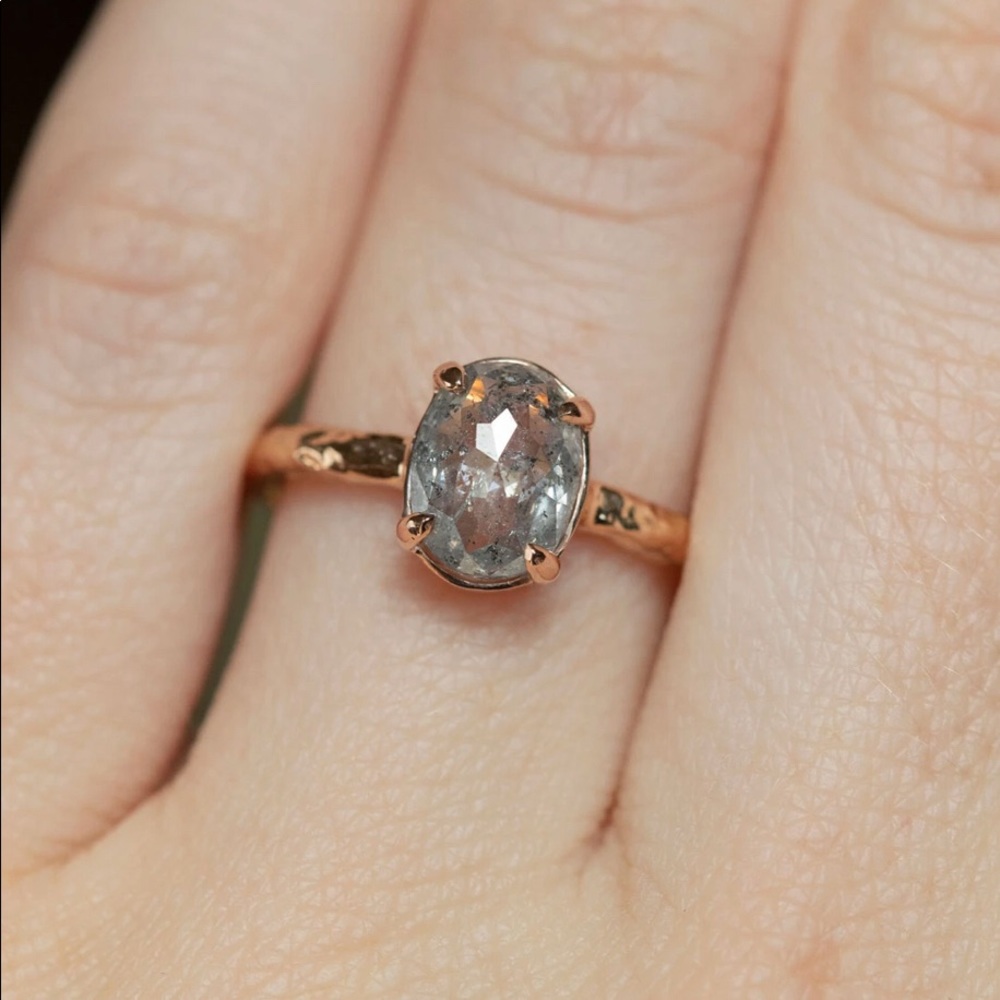 1.28 Carat Rosecut Salt and Pepper Diamond Ring by Anueva Jewelry - rose gold
